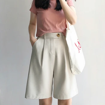 Szorty Damskie stałe biurowe kobiet dorywczo uniwersalne, eleganckie damskie odzież robocza Harajuku proste spodnie letnie nowe modne