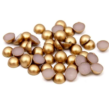 Temat 3 mm-8 mm wzór matowy złoty kolor DIY przez cały Flatback perłowe koraliki ABS plastik imitacja połowa pereł paznokci sztuka dekoracji