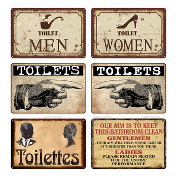 Toaleta znak tabliczka metal vintage, łazienka metalowy szyld blaszany szyld dekor ścienny do wc łazienka, toaleta