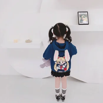 Tonytaobaby jesień trójwymiarowy królik ucho z kapturem cartoon Baby Girl ubrania dziewczyna bluza