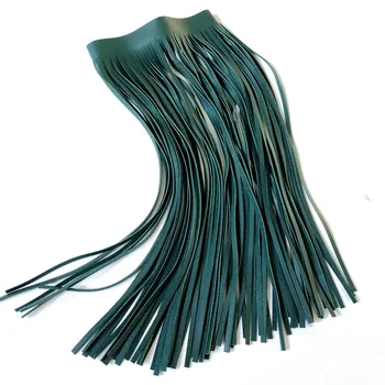 TOTABC High Street skóra frędzel Naszyjnik dla kobiet moda luksusowe długi naszyjnik czarny zielony skórzany łańcucha sukienka
