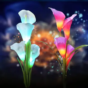 Trzyczęściowy Słoneczny Calla Lily światło kolorowe led lampa odkryty trawnik lampa Ziemia plugin lampa lampa dziedziniec
