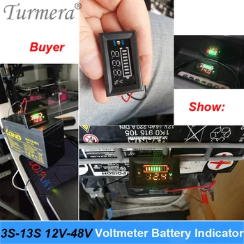 Turmera 12V 24V 36V 48V 60V Lithium Lifepo4 Battery Indicator Voltmeter Display with Battery Switch for 12V Car and przez screwdriver