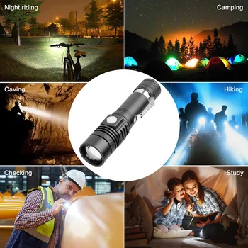Ultra bright led latarka z XP-L V6 LED lamp beads wodoodporna Latarka skalowalne 4 tryby oświetlenia wielofunkcyjny USB-ładowanie