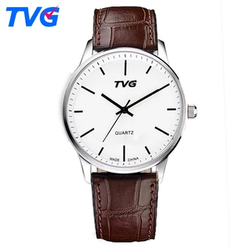 Ultra-cienkie zegarki męskie minimalistyczny wodoodporny Skórzany pasek zegarek kwarcowy TVG185 marki top kreatywnych świecące zegarki męskie