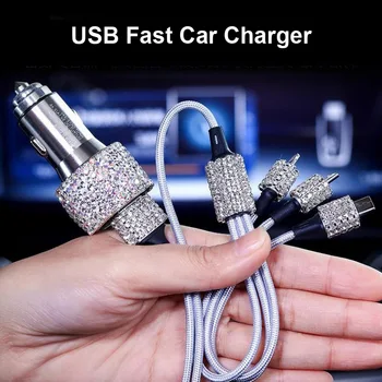 Uniwersalna linia transmisji danych Crystal Diamond USB do ładowarki telefonu komórkowego Car Charger, Car Phone Holder in Air Vent Mount Car Accessories