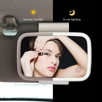Uniwersalny samochodowy osłona przeciwsłoneczna lustro LED makijaż lusterko dotykowy przełącznik makijaż lusterko osłona przeciwsłoneczna wysokie przezroczyste wnętrze HD lustro