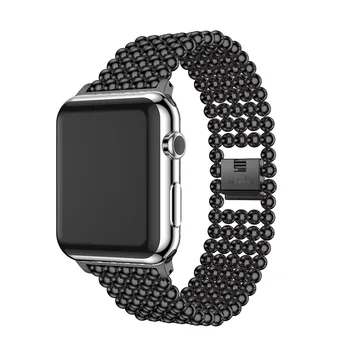 Urządzony w luksusowym bransoleta ze stali nierdzewnej link bransoletka do zegarka Apple Watch Band 42 38 40 44 mm metalowy pasek do zegarka iwatch 4/3/2/1 pasek naręczny