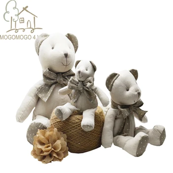 Urządzony w luksusowym lniany bawełniany miś mama i dziecko wypchane zabawki miękkie pluszowe zabawki miś, lalka pokój dziecięcy zwierzę rodzina piękna dekoracyjna lalka