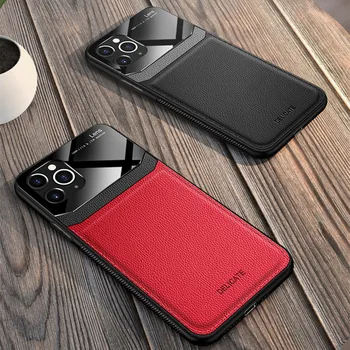 Urządzony w luksusowym Magnetyczny uchwyt karty etui dla iPhone 6 6s 7 8 Plus skórzany portfel tylna pokrywa dla iphone X XR XS Max 11 Pro Max pokrywa telefonu