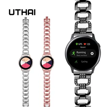 UTHAI Z32 premium pasek ze stali nierdzewnej dla Galaxy watch 42mm Active S2/3 dla Amazfit watchband watchband z diamentami