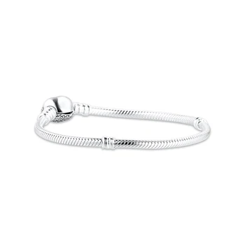 Utorować serce Zapięcie bransoletki srebro próby 925 wąż łańcucha Uroku bransoletki dla kobiet biżuteria DIY bransoletki mujer