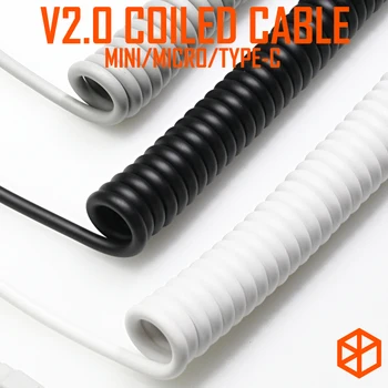 V2 kabel spiralny przewód klawiatura mechaniczna GH60 kabel USB mini micro type c port USB do pokera 2 xd64 xd75 xd96 telefon komórkowy