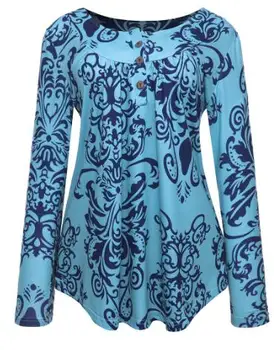 Vintage Kwiatowy Print Damskie Koszule 2021 Casual Luźna Elegancka Z Długim Rękawem Skręcić W Dół Kołnierz Biurowa Koszula Topy Camisas Mujer