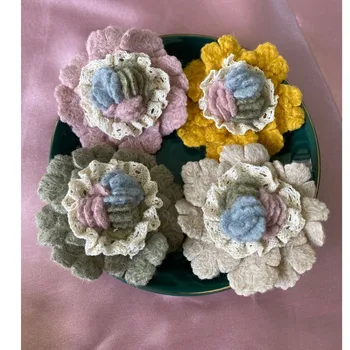 Vintage mori girl kawaii handmade tkaniny wełniane kwiaty koronki broszka bawełna lniana odzież broszka 2020 jesień kochanie broszka prezent