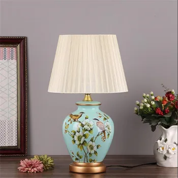 Vintage retro kraj chińskiej porcelany ceramiczne podkładki E27 ściemniacz lampa do sypialni salon nocne H 52 cm 1678