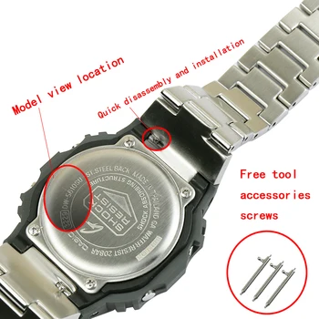 Vintage, srebrny zegarek DW5600 GWM5610 GW5000 ze stali nierdzewnej ramka metalowa bransoletka akcesoria do Casio G-SHOCK męskie paski do zegarków