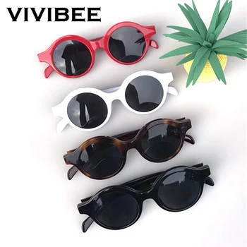 VIVIBEE Classic Vintage Selection Sun Glasses okrągła plastikowa Czerwona oprawa małe retro damskie okulary przeciwsłoneczne dla kobiet