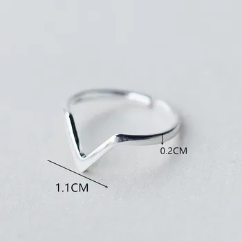 WANTME słodkie geometryczne fale list V regulowane pierścienie dla kobiet autentyczne 925 srebro próby minimalistyczny biżuteria akcesoria