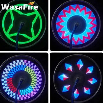 WasaFire kolorowe 32 LED rowerowy koło szprycha światło podwójny boczny wyświetlacz 21 szablon rowerowy koło światło nocna jazda neonowe akcesoria