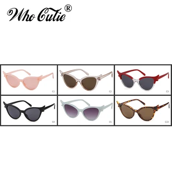 WHO CUTIE Brand 2018 Vintage 90s wyjątkowe okulary Cat Eye kobiety Sexy czerwona ramka retro czarny Cateye okulary odcienie prezent OM594