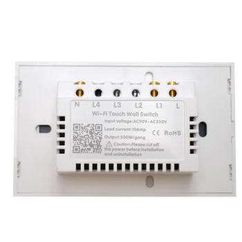 Wi-Fi, dotykowy światło naścienny przełącznik 1 2 3 4 Gang 1 Way US Standard Zero Fire Wire Wireless Remote Control Voice Tuya APP Works MAKERELE