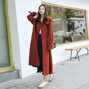 Wiatrówka hanwomen's średniej długości jesienna odzież wolna i cienka brytyjski styl high-end atmosfera all-match kurtka damska