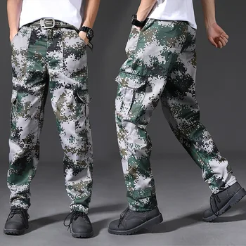 Wiosenny marki moda męska wojskowe spodnie cargo multi-kieszenie luźne spodnie Męskie casual spodnie kombinezon kamuflażu spodnie osób bawełna
