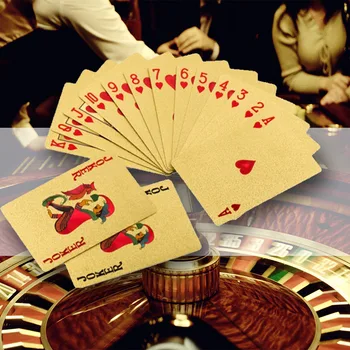 WR złote karty do gry wodoodporny chip karty gry rodzinne 40-lecie złota folia z tworzywa sztucznego poker dla partii gry