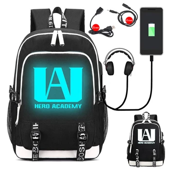 Wysokiej jakości My Hero Academia świetlny plecak dla chłopców szkolne, studenckie torby dziewczyny USB ładowanie wodoodporny laptop torba podróżna