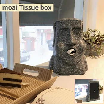 Wyspa Wielkanocna tkaniny Moai kartonik 3D kamienny posąg postać uchwyt na papier karton papier toaletowy bar łazienka, hotel przechowywania organizator
