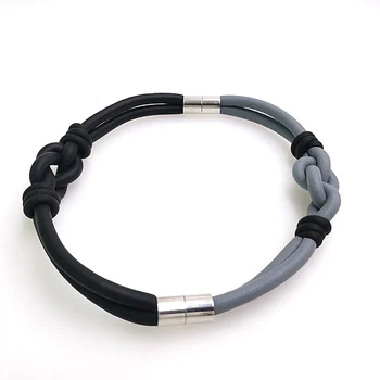 YD&YDBZ markowe bransoletki handmade dla kobiet 2019 nowa gumowa bransoletka Bind akcesoria mody hurtowych czarne i szare łańcucha