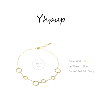 Yhpup Fashion Round Stainless Steel-O-Chain Naszyjnik dla kobiet elegancki złoty metalowy kołnierz naszyjnik akcesoria Party Gift 2020
