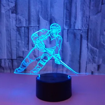 YIMIA Ice Hockey Player Model 3D Night Light USB Novelty Gifts 7 Colors Changing LED Desk Touch Table Lamp Base Kids Gift