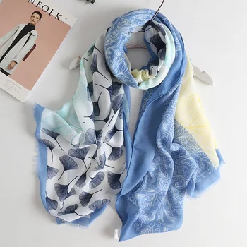 Yishine 6 kolorów 180*100 cm piękny ginkgo liście wydruków moda szalik szal dla kobiet dziewczyna letnie okłady szaliki plaża Lady Szal