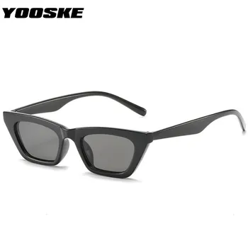 YOOSKE 2020 Cat Eye Sun Glasses Women Leopard Small Sun Glasses kobiece vintage design trójkątne punkty odcienie UV400