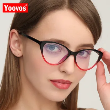 Yoovos Cat Eye Glasses Women Retro Blue Light Glasses Frame Cateye Eyeglasses Frames Women/Men 2021 Gafas De Lectura Hombre