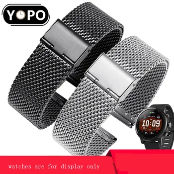 YOPO watchband ze stali nierdzewnej 20 mm 22 mm srebrny czarny złoty pasek z różowego złota nadaje się do Amazfit GTS/GTR 42 mm 47 mm/Bip