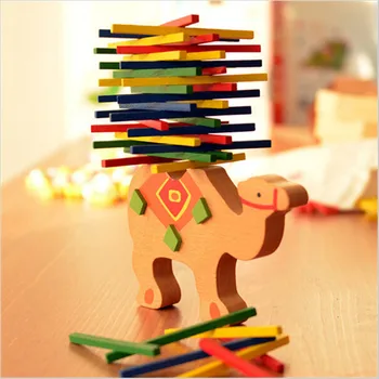 Zabawki dla dzieci edukacyjne słoń równoważące klocki drewniane, zabawki drewniane balans gry Montessori bloki prezent dla dziecka JK881831