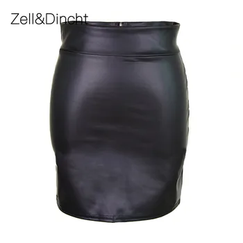 Zell&Dincht damska spódnica Sexy mini spódniczka hip błyskawica A-line Wysoka talia kobiety czarny rozmiar plus spódnica biuro Lady spódnice 2020