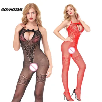 ZGOGO Sexy lingerie hot women dobby black red open crotch Misie & Bodysuits hot intimates sexy underwear Body Suit