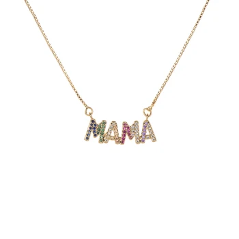 ZHINI moda list Mama kształt serca inkrustowany Kryształ wisiorek naszyjnik Dzień matki prezent wysokiej jakości biżuterii hurtowych dużo luzem