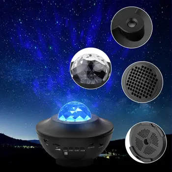 ZK50 Gwiazda lampka nocna projektor fala ocean projektor niebo z Bluetooth głośnik nocne niebo z pilotem zdalnego sterowania odtwarzacz muzyczny