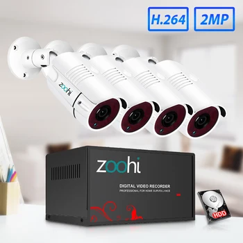 Zoohi AHD system nadzoru wideo 1080P system monitoringu kamera zewnętrzna wodoodporna zestaw kamer noktowizyjnych IP66