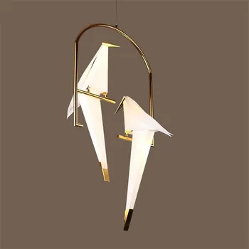 Złota klatka wisząca Salon Sypialnia origami ptak światło kuchnia jadalnia Papierowy dom nasufitowe