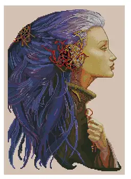 Złota kolekcja liczenie sztuk zestaw do haftu NIMUE La Clef nium Blue Hair Goddess Fairy The Key