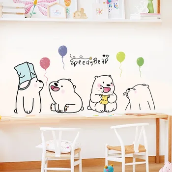 Ładny Leniwiec niedźwiedź kreskówka naklejki na ściany Kawaii Wystrój pokoju anime do sypialni, salonu, pokoju dziecka naklejki samoprzylepne tapety