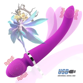 Żel krzemionkowy podwójną głowicą wibrator sex zabawki dla kobiet AV różdżka stymulacja łechtaczki i G-Spot vibrator mocny seks-produkt do masażu pochwy